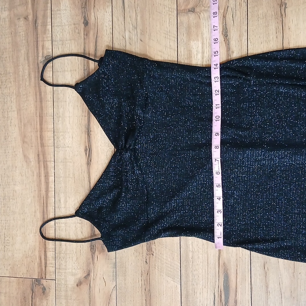 Windsor Black Shiny Asymmetrical Ruffle Floor-Length Cocktail Dress. Size S - Picture 7 of 17